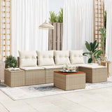 vidaXL Tuinbank Set met kussen 6 pcs Zwart poly rattan