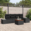 vidaXL Tuinbank Set met kussen 6 pcs Zwart poly rattan