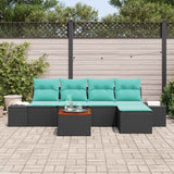 vidaXL Tuinbank Set met kussen 6 pcs Zwart poly rattan