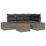 vidaXL Tuinbank Set met kussen 5 pcs Zwart poly rattan