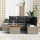 vidaXL Tuinbank Set met kussen 5 pcs Zwart poly rattan