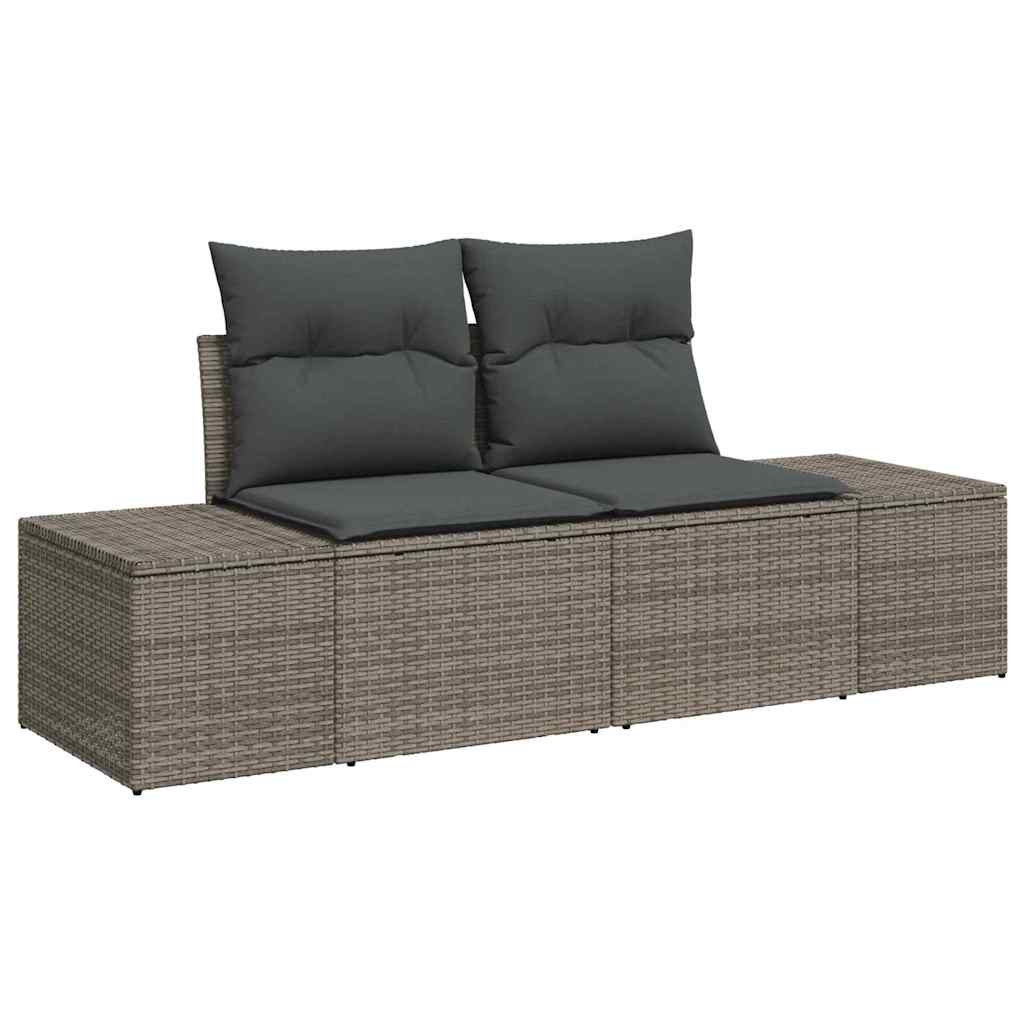 vidaXL Tuinbank Set met kussen 5 pcs Zwart poly rattan