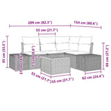 vidaXL Tuinbank Set met kussen 5 pcs Zwart poly rattan