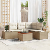 vidaXL Tuinbank Set met kussen 5 pcs Zwart poly rattan