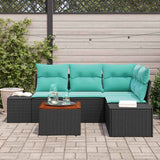 vidaXL Tuinbank Set met kussen 5 pcs Zwart poly rattan