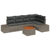 vidaXL Tuinbank Set met kussen 6 pcs Zwart poly rattan