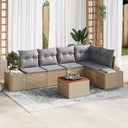 vidaXL Tuinbank Set met kussen 6 pcs Zwart poly rattan