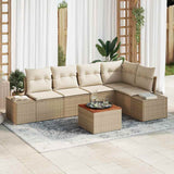 vidaXL Tuinbank Set met kussen 6 pcs Zwart poly rattan