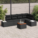 vidaXL Tuinbank Set met kussen 6 pcs Zwart poly rattan