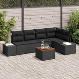 vidaXL Tuinbank Set met kussen 6 pcs Zwart poly rattan
