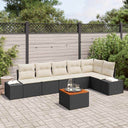 vidaXL Tuinbank Set met kussen 7 pcs Zwart poly rattan
