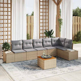 vidaXL Tuinbank Set met kussen 7 pcs Zwart poly rattan