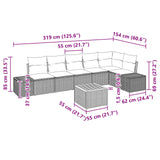 vidaXL Garden Sofa Set with cushions 7 pcs Black poly rattan