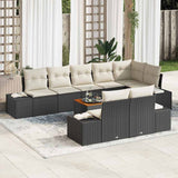 vidaXL Tuinbank Set met kussen 9 pcs Zwart poly rattan