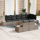 vidaXL Tuinbank Set met kussen 9 pcs Zwart poly rattan
