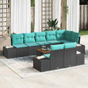 vidaXL Garden Sofa Set 9 pcs Black poly rattan