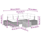 vidaXL Tuinbank Set met kussen 7 pcs Zwart poly rattan