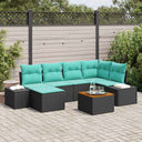 vidaXL Garden Sofa Set with cushion 7 pcs Black poly rattan