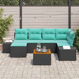 vidaXL Garden Sofa Set with cushion 7 pcs Black poly rattan