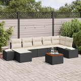vidaXL Tuinbank Set met kussen 8 pcs Zwart poly rattan