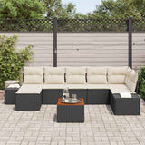 vidaXL Tuinbank Set met kussen 8 pcs Zwart poly rattan