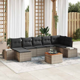 vidaXL Tuinbank Set met kussen 8 pcs Zwart poly rattan