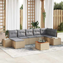 vidaXL Tuinbank Set met kussen 8 pcs Zwart poly rattan