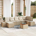 vidaXL Tuinbank Set met kussen 8 pcs Zwart poly rattan