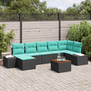 vidaXL Tuinbank Set met kussen 8 pcs Zwart poly rattan