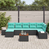 vidaXL Tuinbank Set met kussen 8 pcs Zwart poly rattan