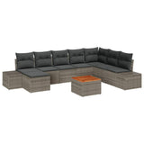 vidaXL Garden Sofa Set with cushions 9 pcs Black poly rattan