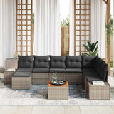 vidaXL Garden Sofa Set with cushions 9 pcs Black poly rattan