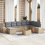 vidaXL Garden Sofa Set with cushions 9 pcs Black poly rattan