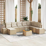 vidaXL Garden Sofa Set with cushions 9 pcs Black poly rattan