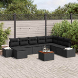 vidaXL Garden Sofa Set with cushions 9 pcs Black poly rattan