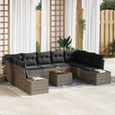 vidaXL Tuinbank Set met kussen 10 pcs Zwart poly rattan