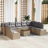 vidaXL Tuinbank Set met kussen 10 pcs Zwart poly rattan