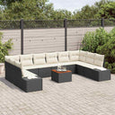 vidaXL Tuinbank Set met kussen 11 pcs Zwart poly rattan