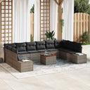 vidaXL Tuinbank Set met kussen 11 pcs Zwart poly rattan