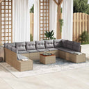 vidaXL Tuinbank Set met kussen 11 pcs Zwart poly rattan
