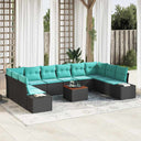 vidaXL Tuinbank Set met kussen 11 pcs Zwart poly rattan