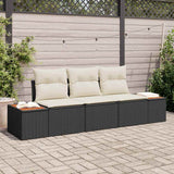vidaXL Garden Sofa Set with cushions 3 pcs Black poly rattan