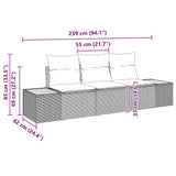 vidaXL Garden Sofa Set with cushions 3 pcs Black poly rattan
