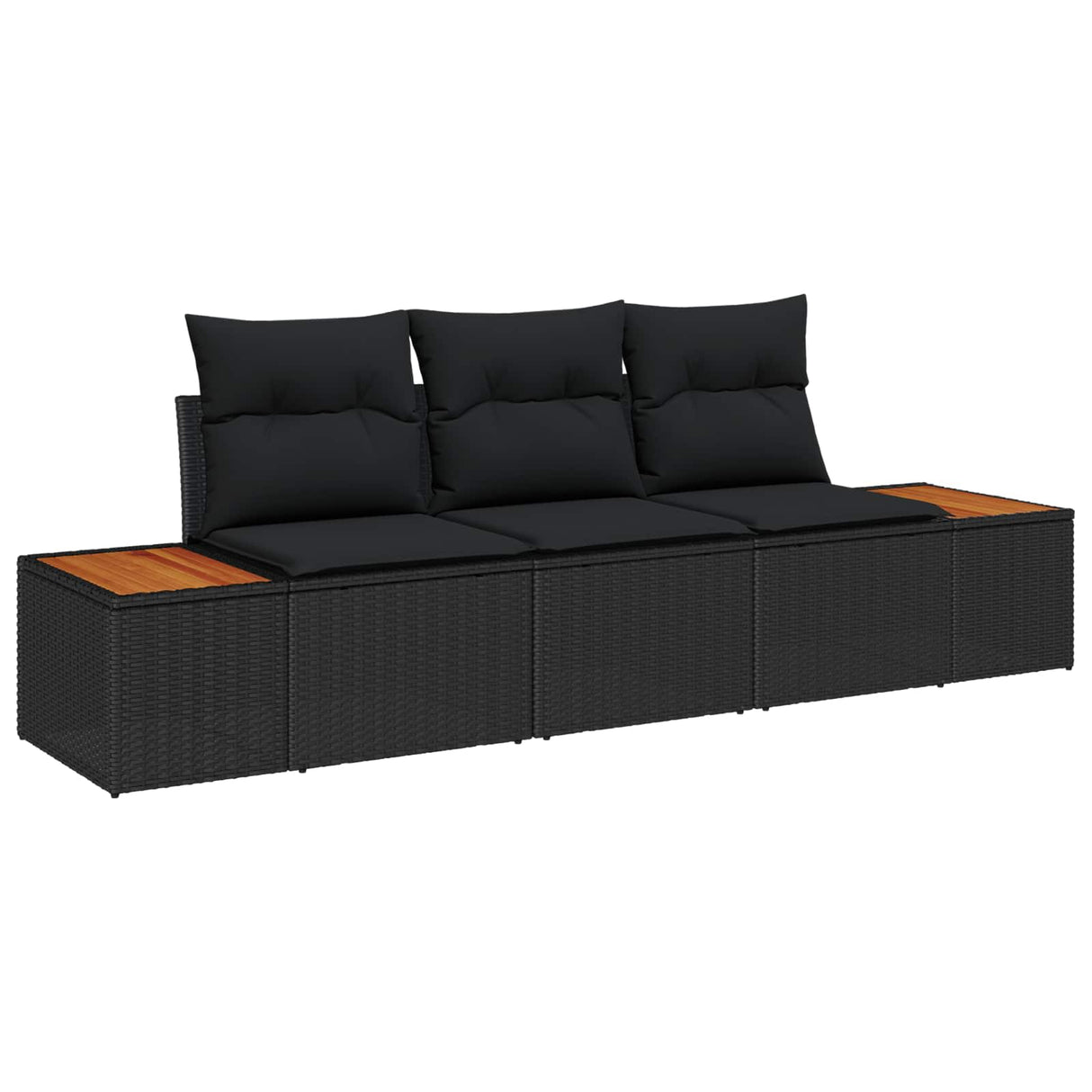 vidaXL Garden Sofa Set with cushions 3 pcs Black poly rattan