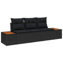 vidaXL Garden Sofa Set with cushions 3 pcs Black poly rattan