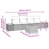 vidaXL Garden Sofa Set with cushions 5 pcs Black Poly Rattan