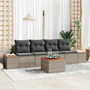 vidaXL Garden Sofa Set with cushions 5 pcs Black Poly Rattan