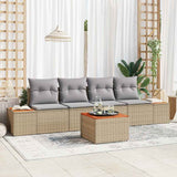 vidaXL Garden Sofa Set with cushions 5 pcs Black Poly Rattan