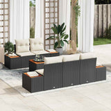 vidaXL Tuinbank Set met kussen 6 pcs Zwart Poly rattan