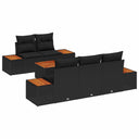 vidaXL Tuinbank Set met kussen 6 pcs Zwart Poly rattan